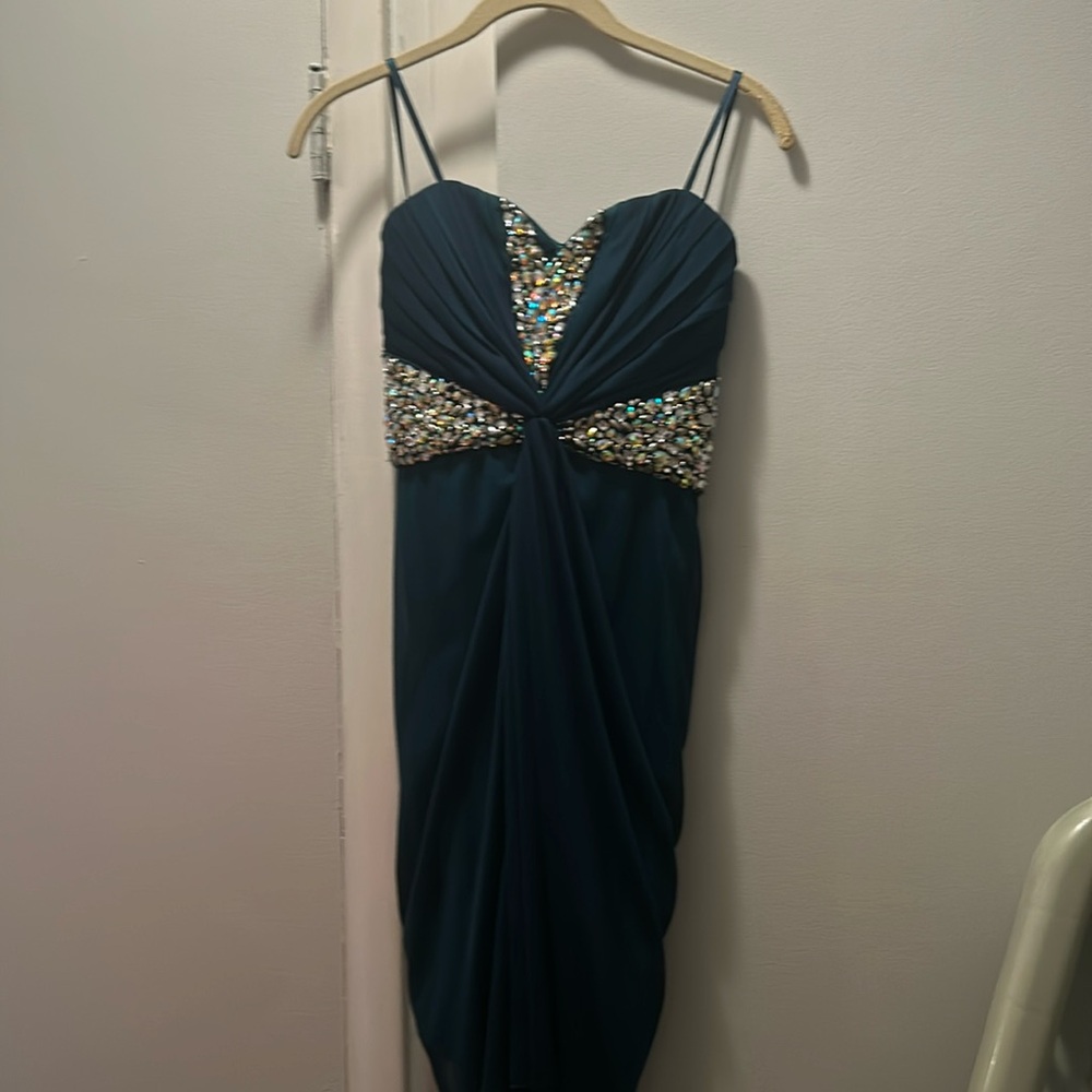 Dark Green Bejeweled Lily Rose Cocktail/Event Dress